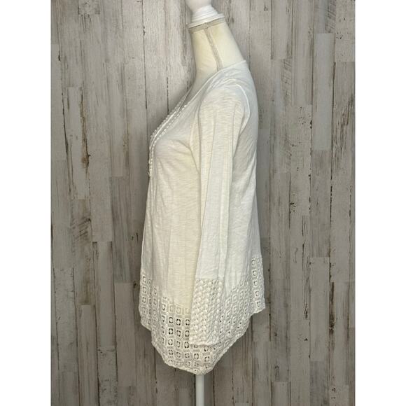 Sundance Women's Ivory Crochet Detail Henley Tunic Blouse Size Small - Picture 4 of 6